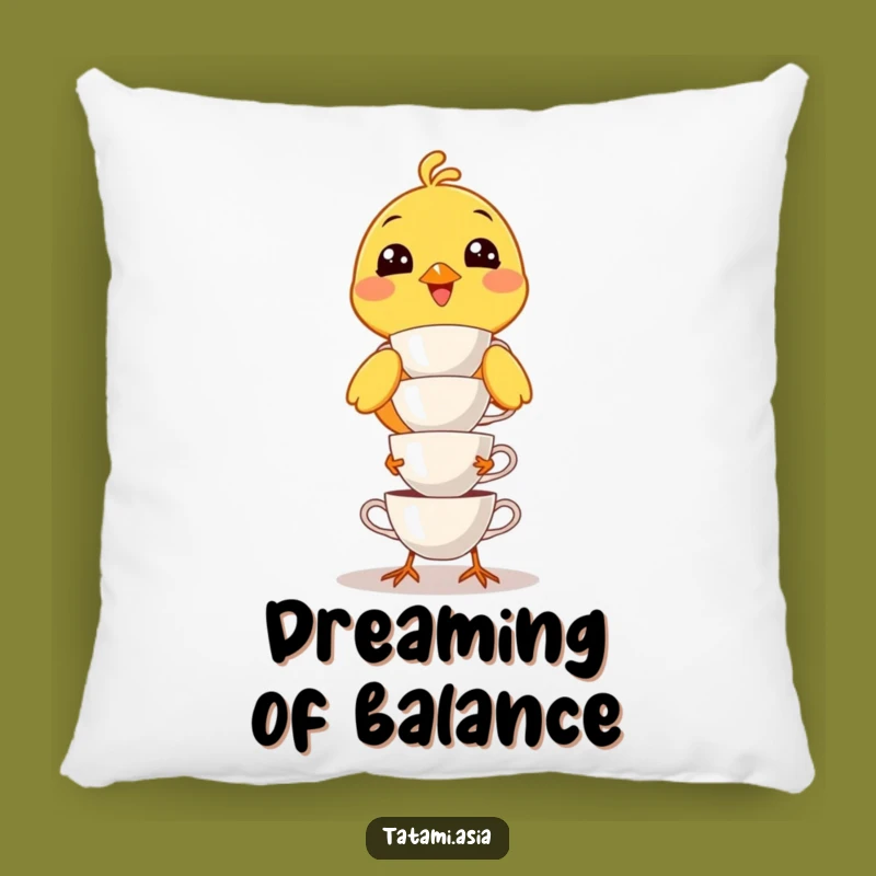 Funny Yellow Bird Teacup Pillow: Comfy Humor for Your Couch