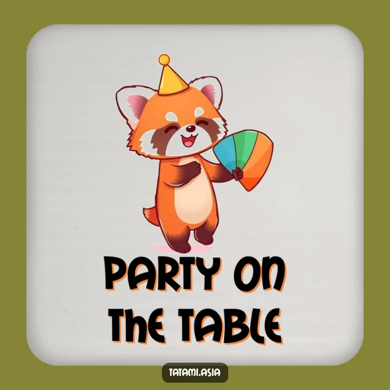 Funny Red Panda Dance Coaster: Conical Hat Fan Set Gift