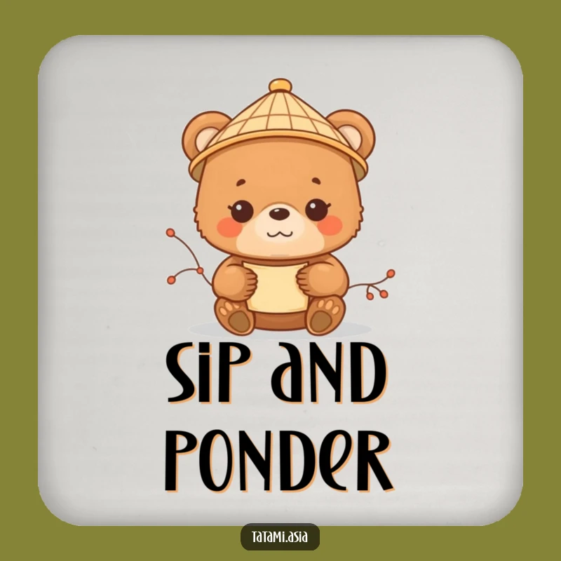 Funny Bear Cub Scroll Coasters: Protect Surfaces with Peaceful Charm