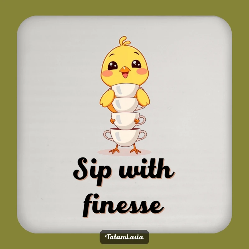 Funny Yellow Bird Teacup Coasters: Protect Surfaces with Hilarious Bird Charm