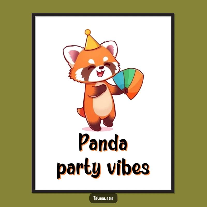 Funny Dancing Red Panda Poster: Conical Hat Fan Art Gift