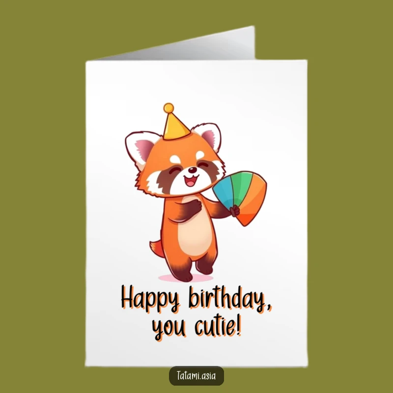 Free Printable Birthday Card: Dancing Red Panda Funny Card for a Joyful Birthday Bash