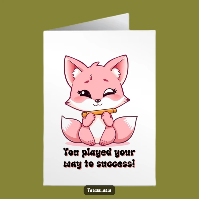 Free Printable Funny Fox Flute Congrats Card - Whimsical Downloadable Humor Gift