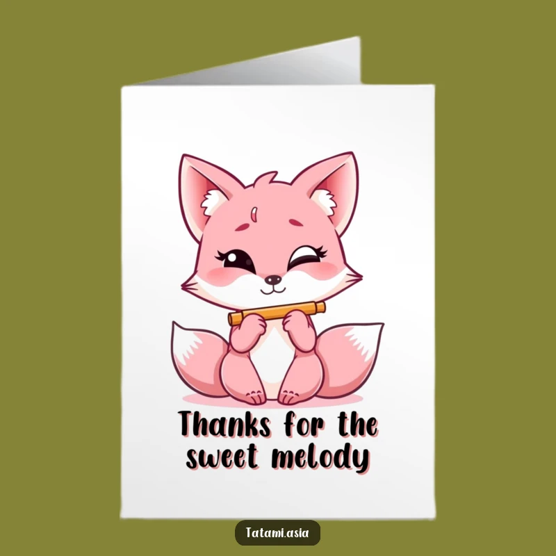 Free Printable Funny Fox Flute Thank You Card - Charming Downloadable Humor