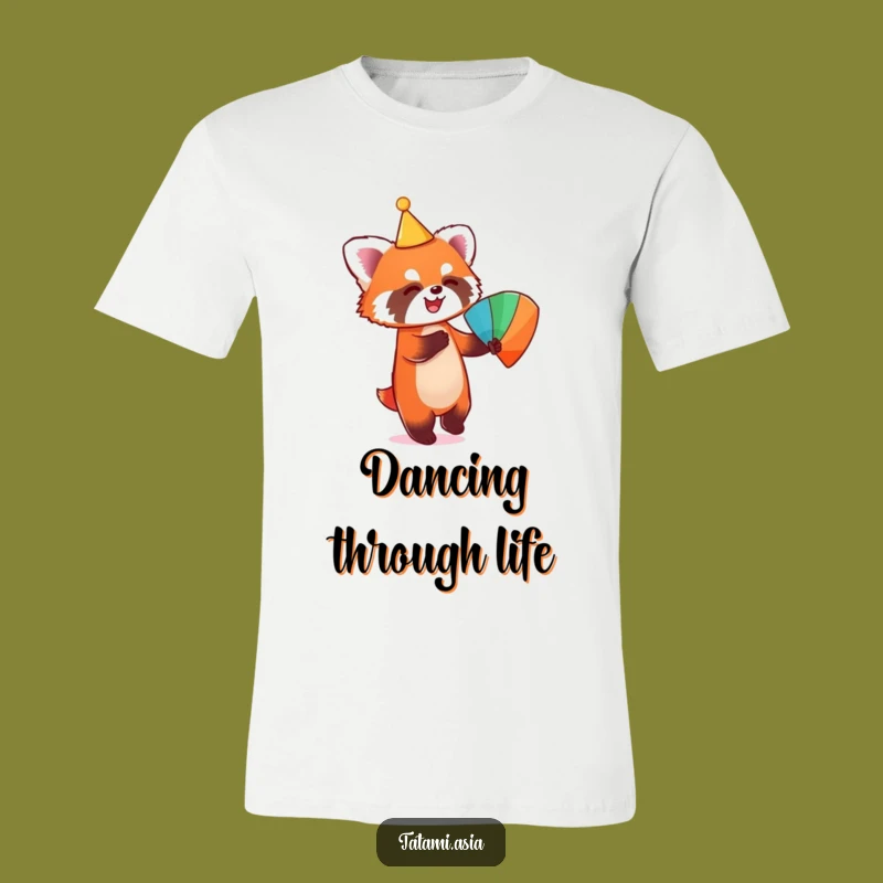 Funny Dancing Red Panda T-Shirt: Conical Hat Fan Tee