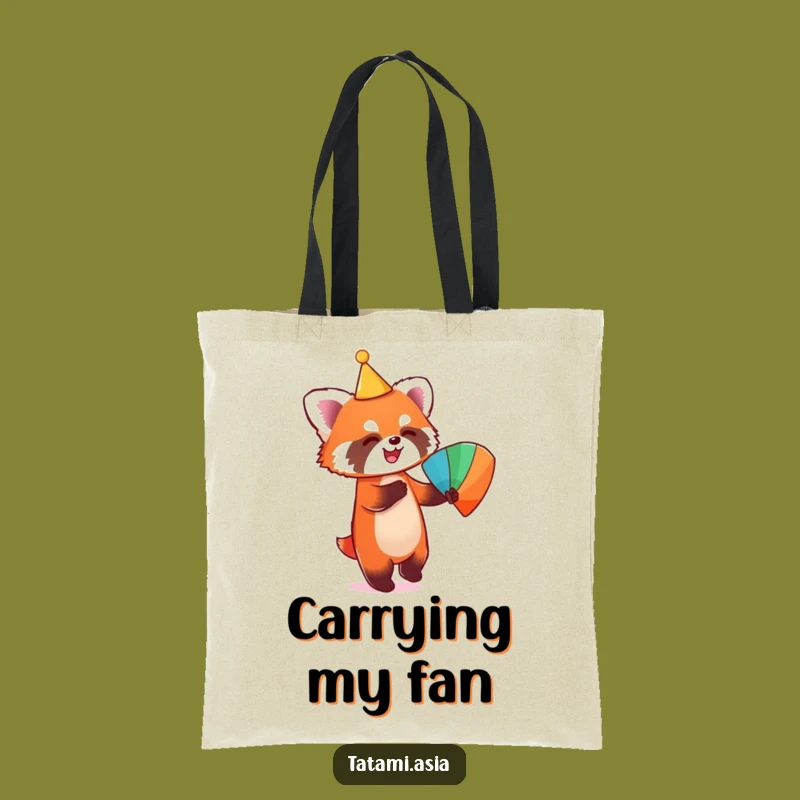 Funny Red Panda Dance Tote Bag: Conical Hat Carryall Gift