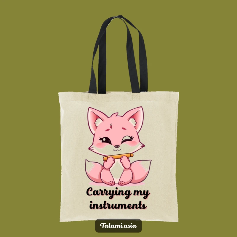 Funny Pink Fox Flute Tote Bag: Carry Your Tunes and Humor in Style